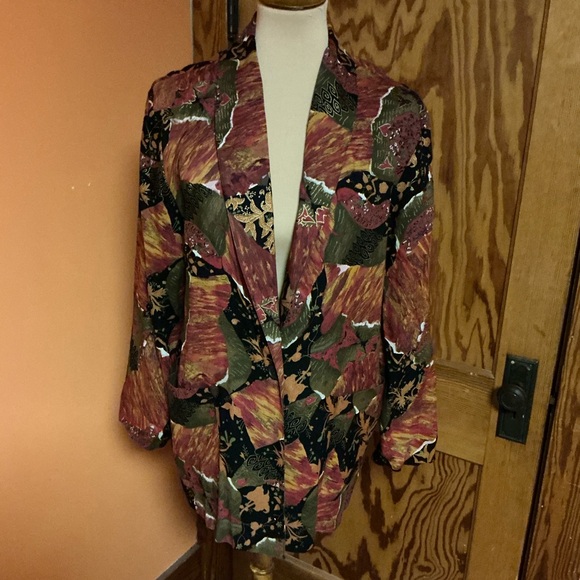 Vintage Art Print Pattern Blazer Women’s Statement Jacket - Picture 9 of 10